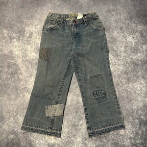 Y2K Gap‎ Kids Girls Blue Jeans Cropped Patchwork Distressed Bottom Size 14 Slim